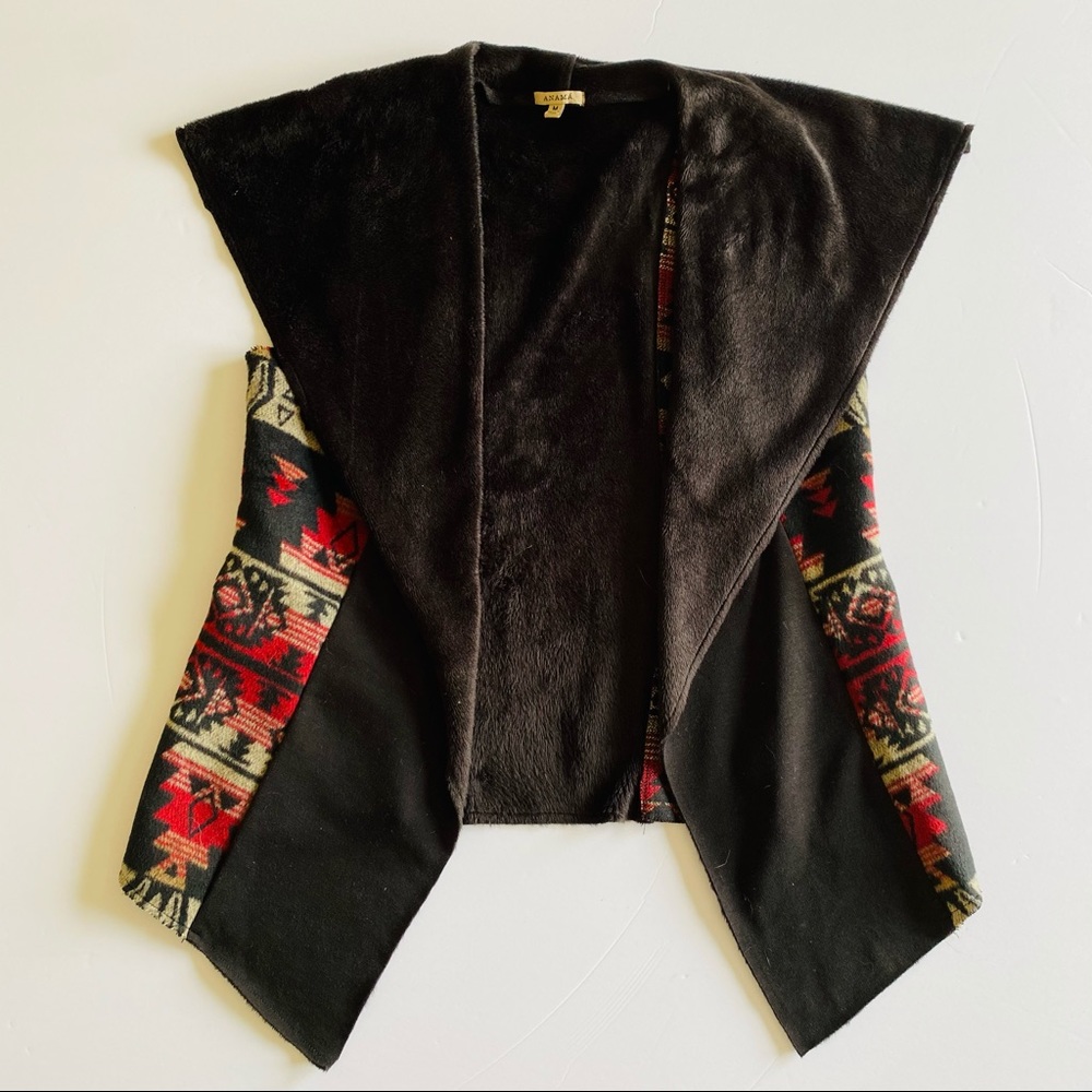 Anamá, Western Print Vest, red/black/beige, size M